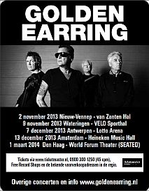 Golden Earring show promotional ad Telegraaf newspaper August 29, 2013